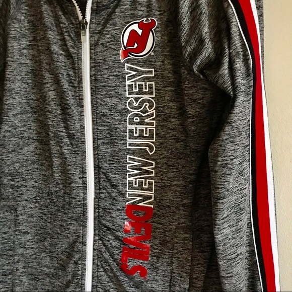 NJ DEVILS Official 4HER G-111 by Carl Banks Space Dye Full-Zip Hoodie Size S - Picture 4 of 13